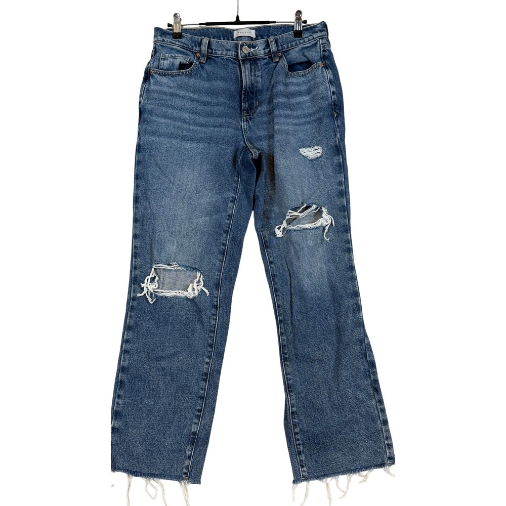 PacSun 90s Straight Leg Distressed Jeans Blue Medium Wash Raw Hem Size 27 Womens
